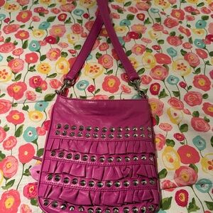Betsey Johnson Fuchsia Studded Crossbody Bag